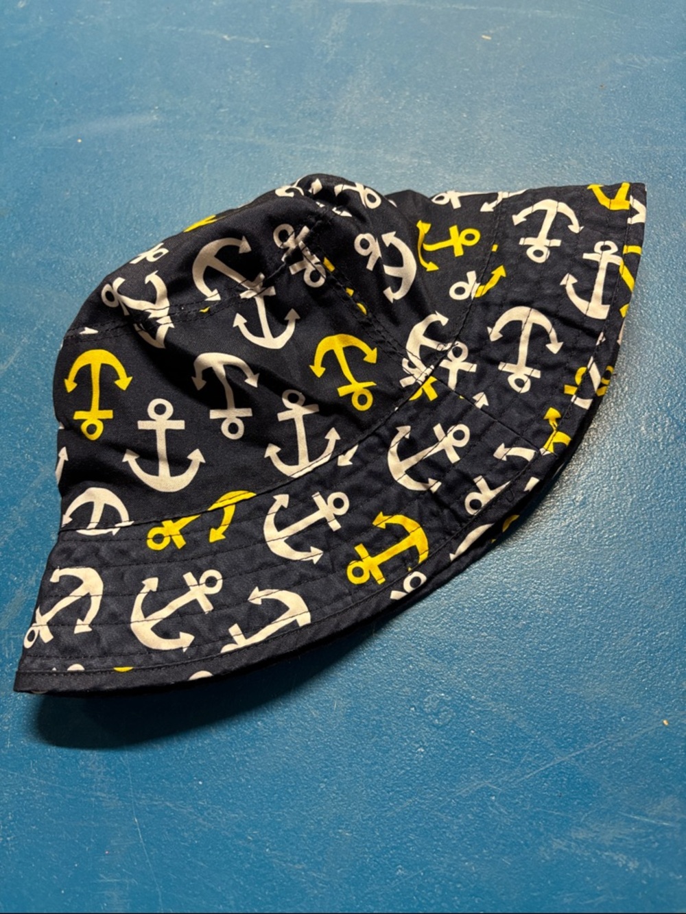 Gymboree Navy Bucket Hat with White & Yellow Anchors